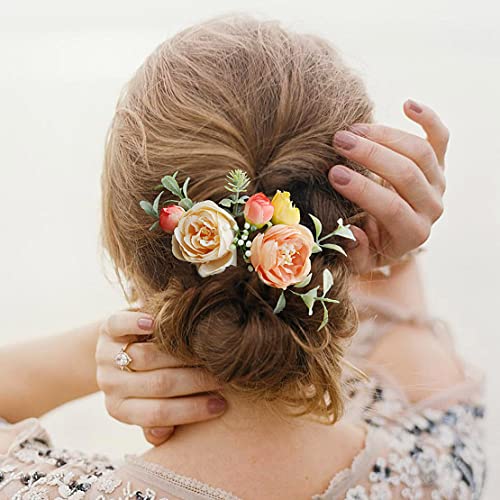 Boho Silver Wedding Rose Flower Comb Festival Headpiece