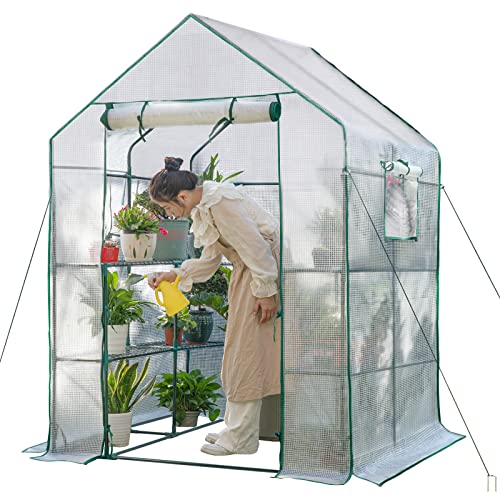 Portable Walk in Greenhouse for Garden Plants - White
