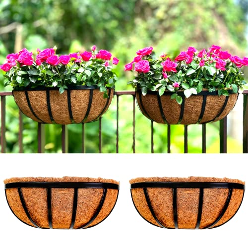 LaLaGreen Wall Planters - 16 Inch, 2 Pack - Rustic Farmhouse Style for Outdoor Planting