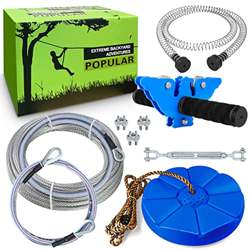 Zip line Kit for Backyard 98FT with Swing Seat and Brake