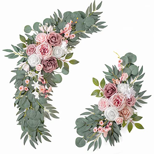 Artificial Dusty Rose Welcome Signs Decorations and Arch Flowers