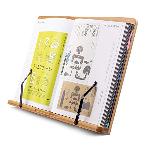 Large Bamboo Book Stand & Holder for Hands-Free Reading