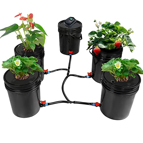 MAOPINER DWC Hydroponic Bucket Kit with Air Pump