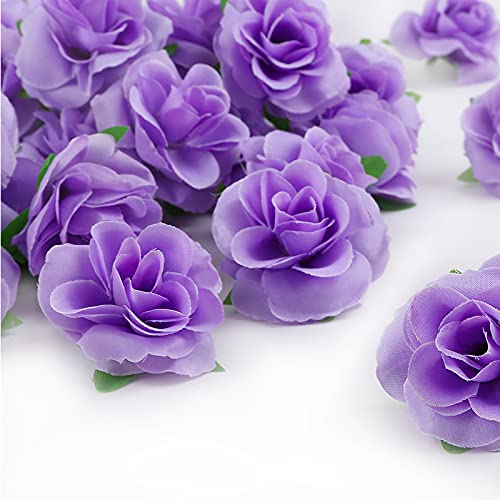 Kesoto Artificial Flowers Bulk - 50pcs Purple Roses