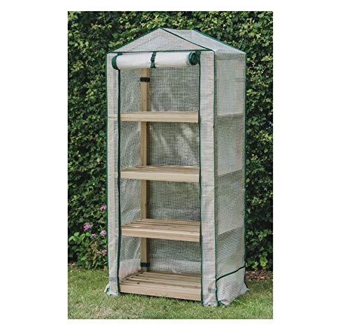 Gardman 4-Wooden-Tier Greenhouse with Reinforced Cover