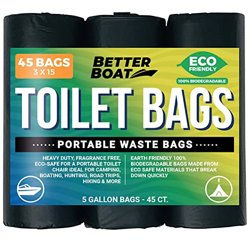 Portable Potty Bags for Outdoor Toilets - 45 Biodegradable Waste Bags
