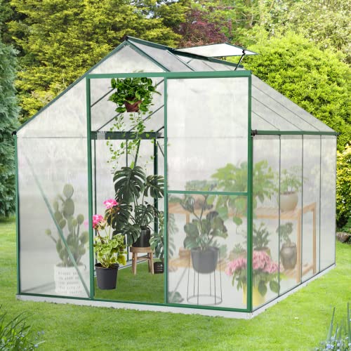 SELLERWE 6' x 8' Walk-in Polycarbonate Greenhouse