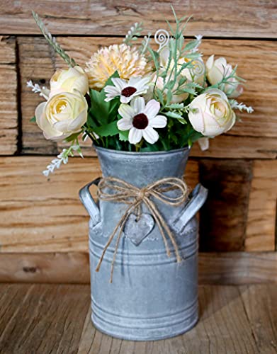 Vintage Galvanized Milk Can Flower Vase