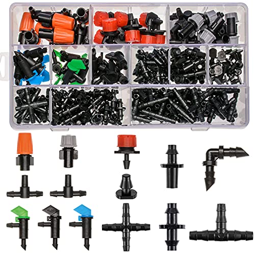 204Pcs Barbed Connectors Irrigation Fittings Kit