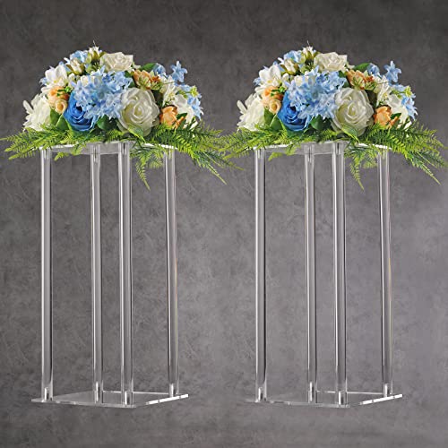 Clear Acrylic Flower Stand, Set of 2 Tall Vases for Wedding Event Party Props, Home Decor