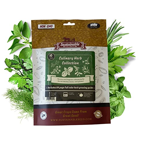 Culinary Herb Seeds Variety Pack - 10 Herb Garden Seeds with Guide