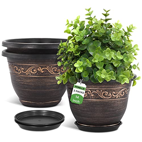 Plastic Plant Flower Planters - Retro Antique Imitation Decorative Garden Containers Sets