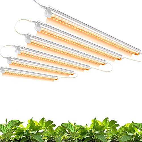 Monios-L T8 LED Grow Light 2FT, 144W(6x24W) Full Spectrum Plant Strip