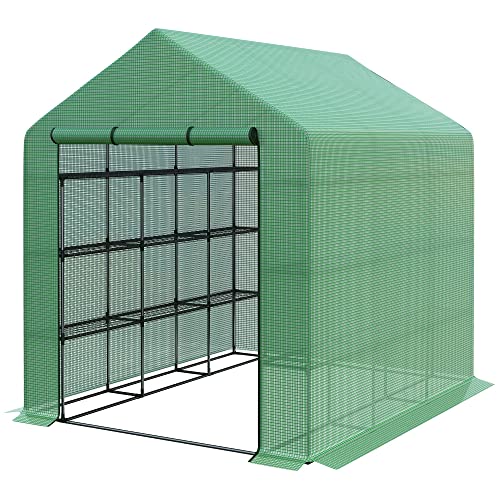 Outsunny Portable Greenhouse 4-Tier Walk in Greenhouse
