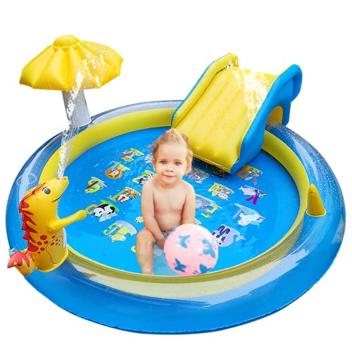 LPTBUY Inflatable Play Center with Slide and Sprinkler