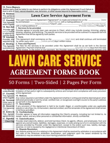 Lawn Care Agreement Forms Book