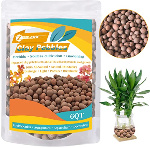 ZeeDix 6QT Expanded Clay Pebbles for Plants