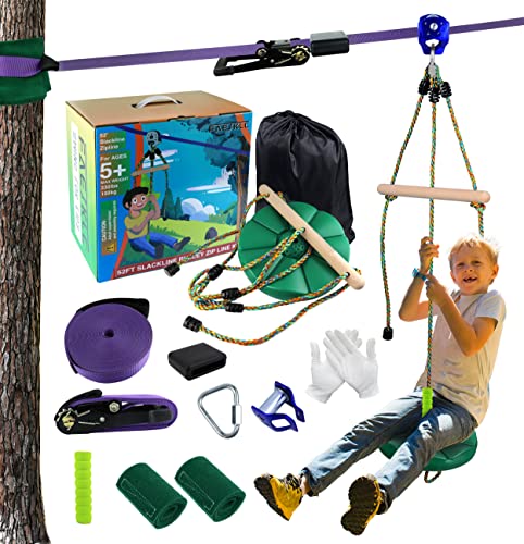Backyard Zip Line Kit with Swing & Monkey Bar