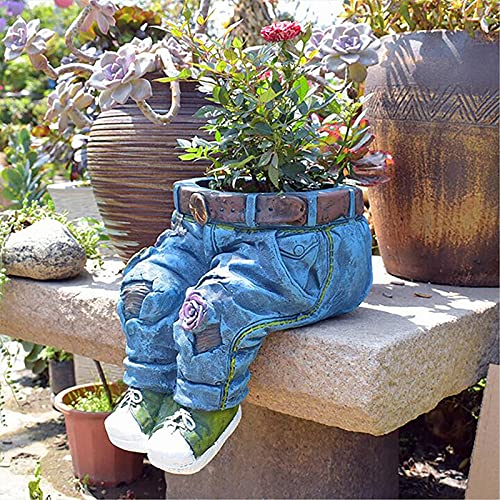 Denim Resin Flower Pot