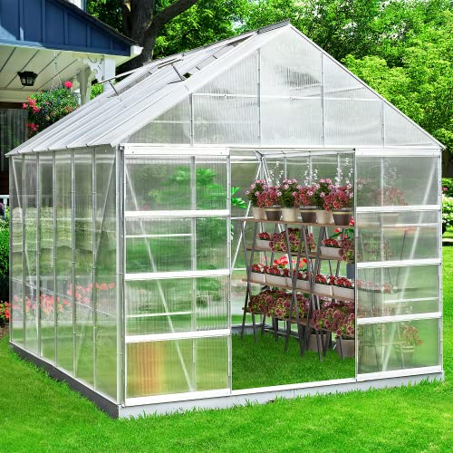 MELLCOM Hobby Greenhouse for Plants with Adjustable Roof Vent and Sliding Door