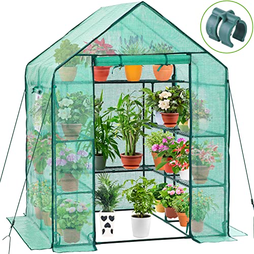 Ohuhu Upgraded 4 Tiers 11 Shelves Walk-in Greenhouses
