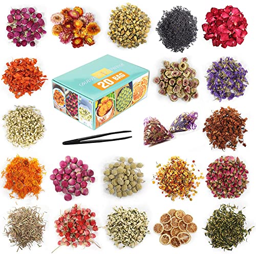 20 Bags Natural Dried Flower Herbs Kit for DIY Crafts