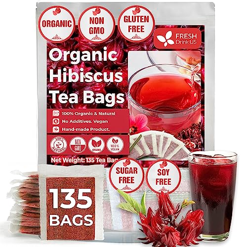 Premium 135 Hibiscus Tea Bags - Pure, Organic, Non-GMO