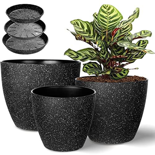 Vanavazon Plant Pots: Set of 3 Flower Pots Indoor Outdoor Plastic Planters