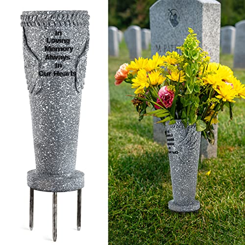 Grey Angel Wings Vase for Grave Decorations