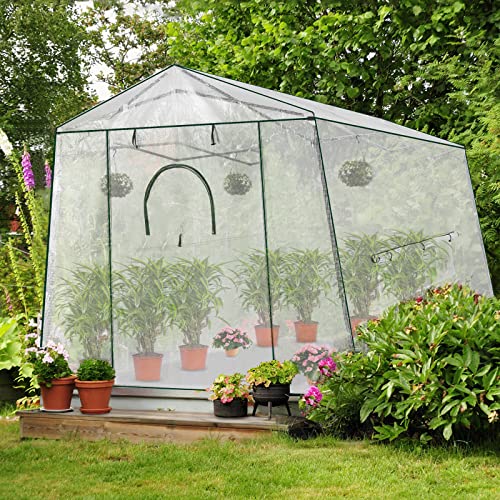 Portable Walk-in Greenhouse with Roll-up Doors and Windows