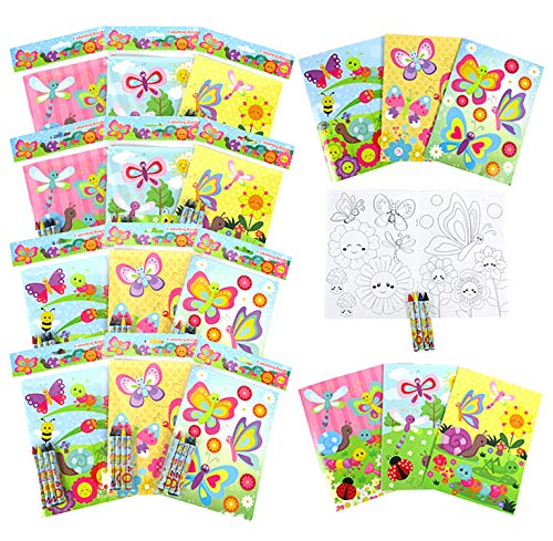 Tiny Mills Butterfly Coloring Books with Crayons