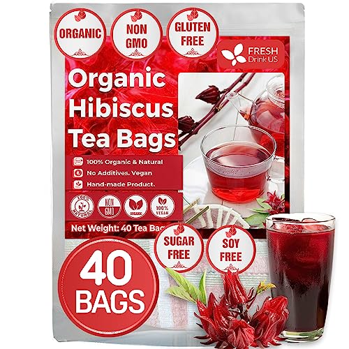 Pure Organic Non-GMO 40 Hibiscus Tea Bags
