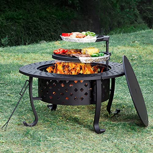 PaPaJet 36 Inch Fire Pit with 2 Grill