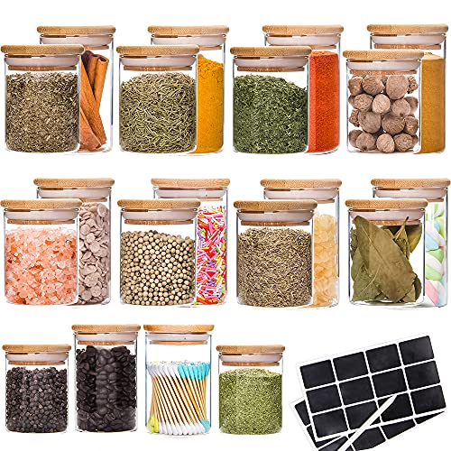 YANGNAY Glass Jars with Bamboo Lids - 20 Pack