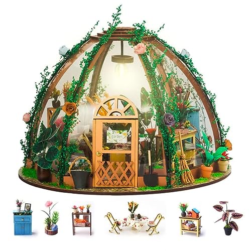 INSGEN DIY Miniature Dollhouse Greenhouse Building Room Kit