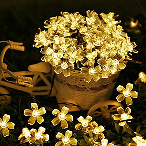 Charming Fairy Lights with Cherry Flower Decorations