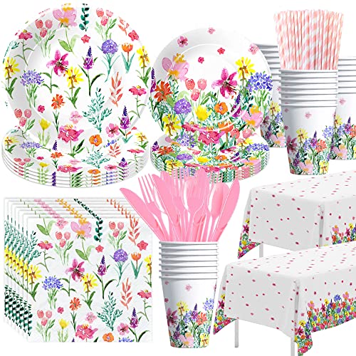 Floral Party Supplies: Xigejob Wildflower Party Decorations Tableware