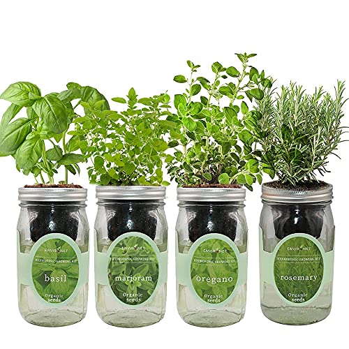 Environet Hydroponic Mason Jar Indoor Garden Organic Seed Starter Kits