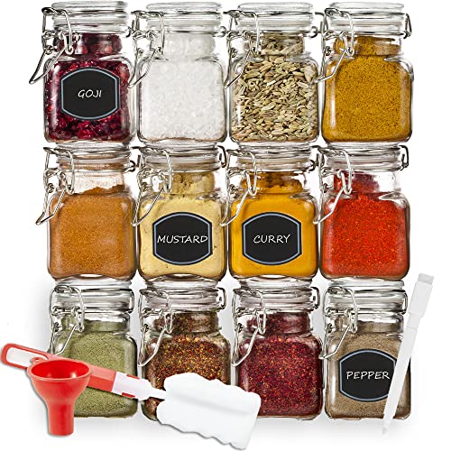 Small Square Glass Jars with Airtight Round Lids