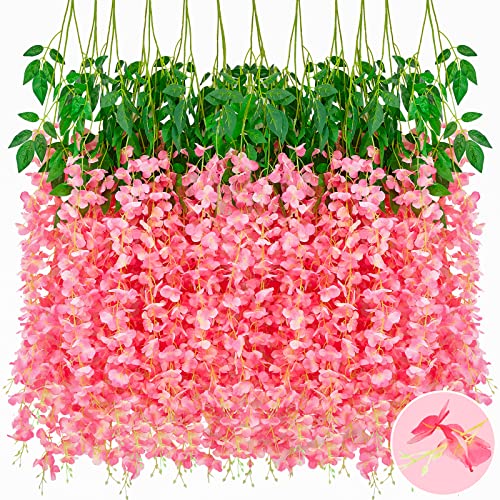 Serwalin Wisteria Hanging Flowers - Pink Silk Garland