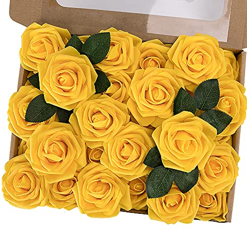 MACTING Artificial Rose Flower - Realistic Yellow Roses