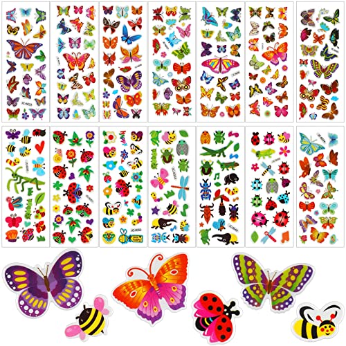 200 Counts 3D Animal Insect Stickers for Kids